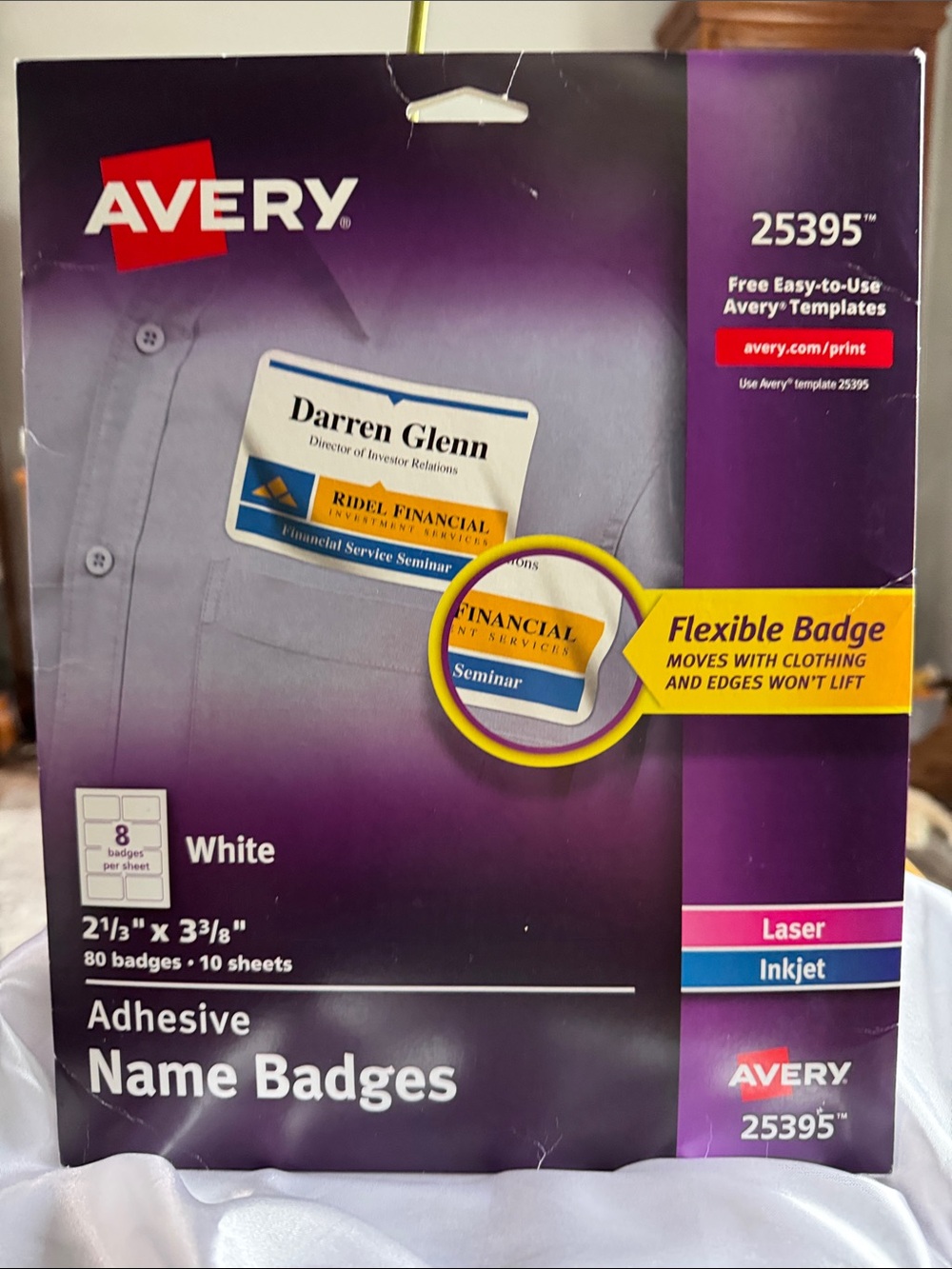 Avery White Adhesive Name Badge Pack NIB